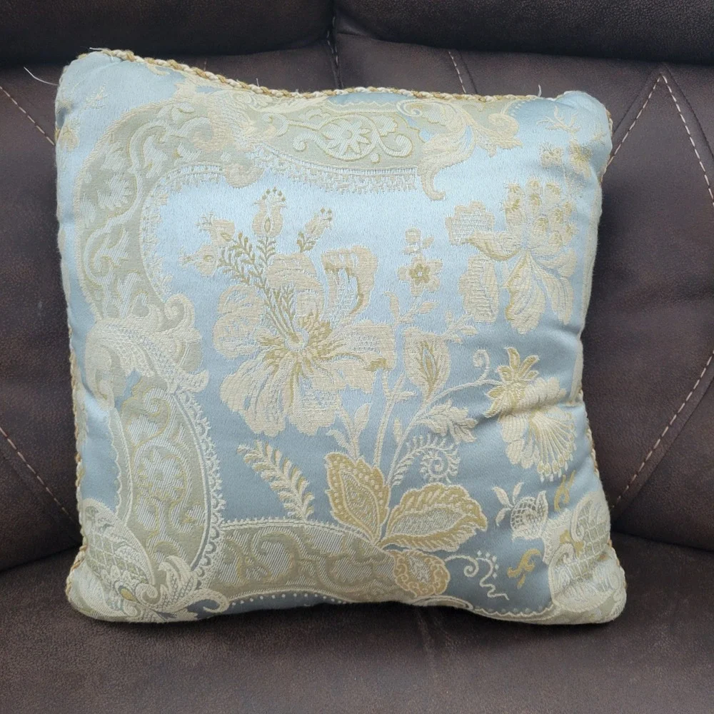 Croscill Napoleon Boudoir Blue Gold‎ Decor Throw Pillows Braided Fringe USA VTG